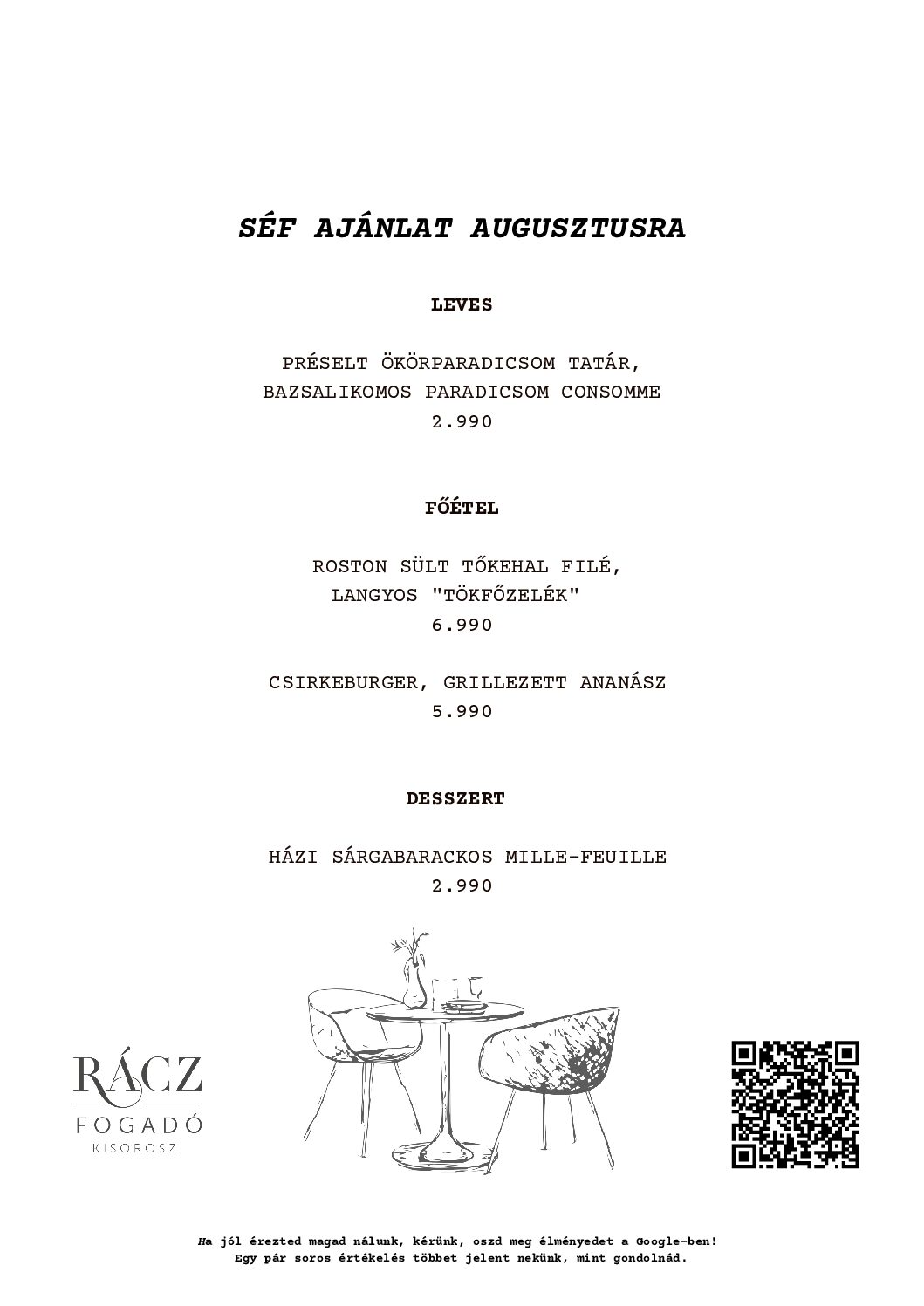 Séf ajánlat augusztusra